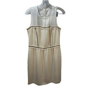 Sandro Rapprochement Ivory White Sleeveless Chainlink Trim Mini Dress 3 NEW‎